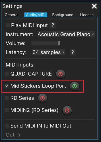 MidiStickers MIDI Input